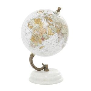 DECO 79 NWT metal marble globe -white -5wx8h